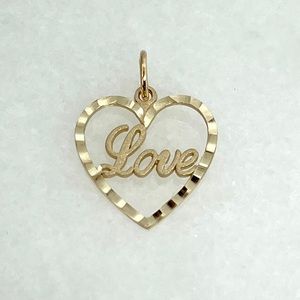10K Yellow Gold 7/8” Love Heart Pendant .68g